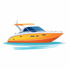 Naklejka premium Vibrant Orange Yacht on Water