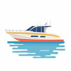 Naklejka premium Sleek White Yacht on Blue Water
