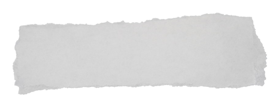 Long narrow strip of torn paper isolated