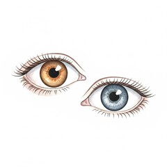 When Our Eyes Collide, simple watercolor, hand drawn style, white background