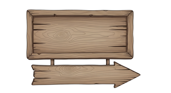 Vintage Wooden Directional Sign with Rectangle Panel.