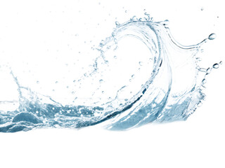 Blue water wave splashing with droplets against black liquid fluid