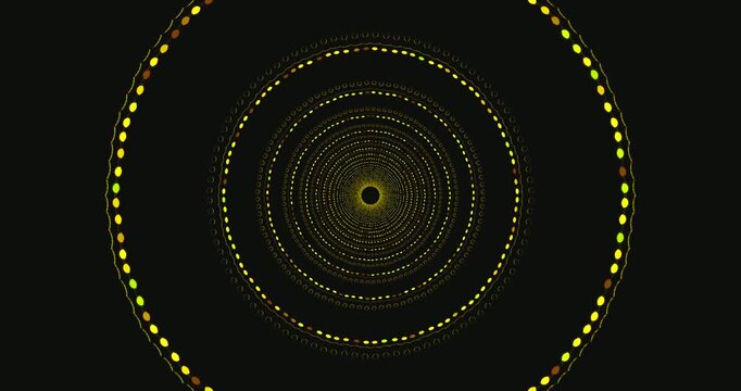 AI-generated abstract of geometric shapes, circles, and lines in a symmetrical, sharp tunnel