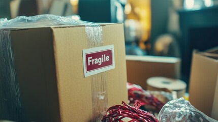 Fragile Box in Moving Day Chaos