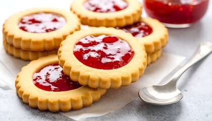 Stacked jam-filled cookies