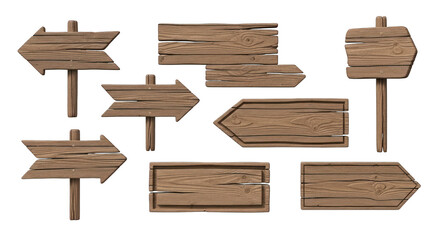 Collection of Rustic Wooden Arrows and Signs.