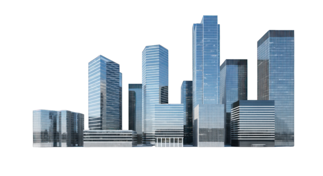 Modern Glass Skyscrapers Cityscape.