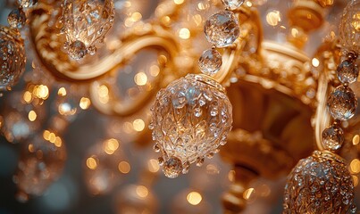 Close-up of a chandelier's intricate details