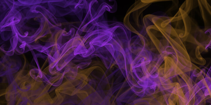 Abstract background with smoke, orange and dark purple colors, mystical energy, Halloween