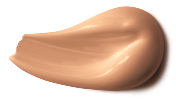 Large curved foundation smear with glossy texture