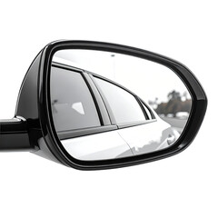 Obraz premium Car side view mirror reflecting another vehicle