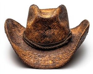 Worn cowboy hat against white
