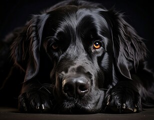 Close-up black dog portrait