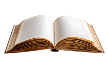 Vintage Open Book with Blank Pages, isolated on a transparent background.