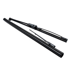 Black car windshield wiper blades, angled view