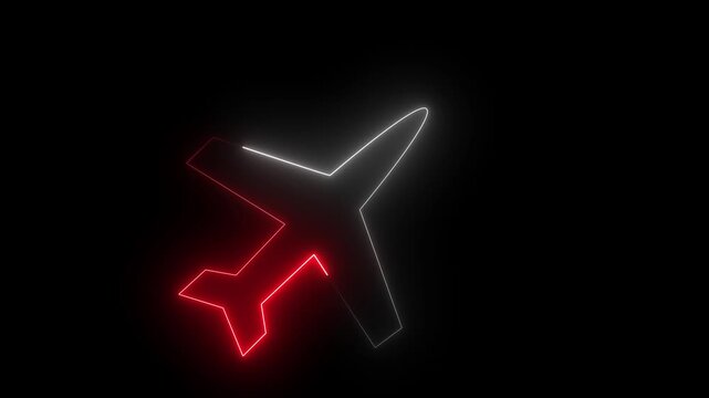 Abstract glowing neon light rocket icon animation on black background. animated rocket logo with glowing neon lines. neon circle line animation. glowing neon line simple rocket icon animation