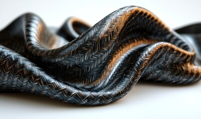 Abstract, draped, metallic fabric.  A close-up, modern design
