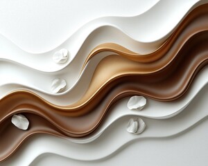 Abstract wavy layers of cream, brown, and beige