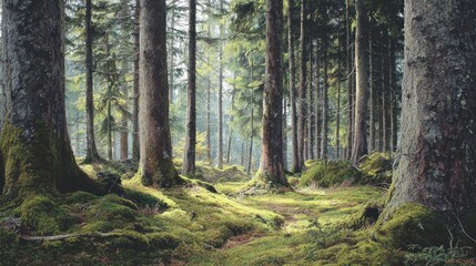 Obraz premium Forest sunlight path