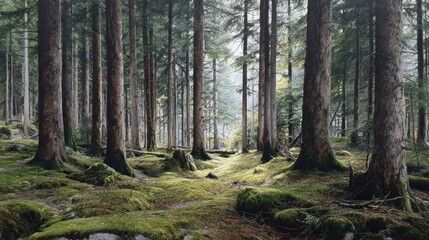 Fototapeta premium Forest path through mossy ground