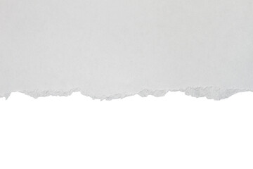 Horizontal white torn paper strip isolated on transparent background