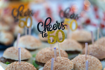 Cheers to 50 &ndash; Golden Numbers, Black Letters & Birthday Sandwich Feast