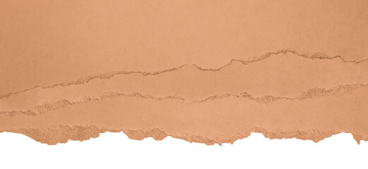 Brown kraft paper torn horizontally isolated