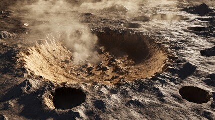 Alien Crater Landscape: A Breathtaking View of a Desolate, Volcanic Terrain