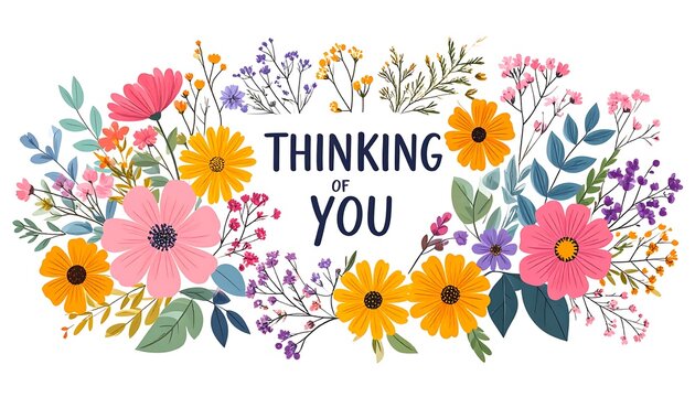 Floral greeting card with the words "Thinking of You