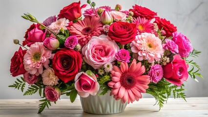 Beautiful bouquet of pink and red flowers