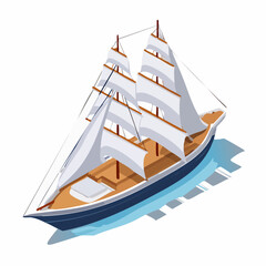 sailing ship isolated on white