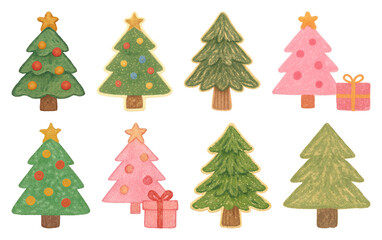 PNG Festive Christmas tree cookies illustration, element set on transparent background