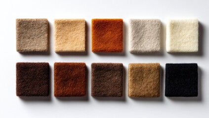 Assortment of Carpet Swatches in Diverse Colors and Textures.