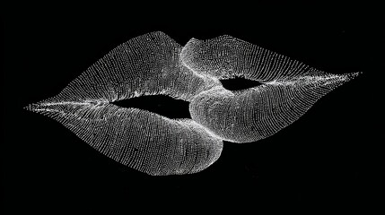 Sparkling dot-patterned lips in black background