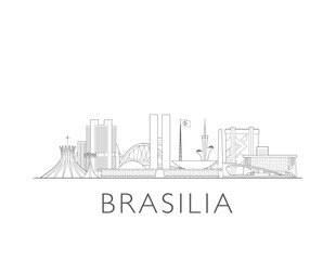Brasilia, Brazil, cityscape illustration skyline drawing