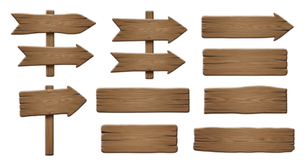 Collection of Wooden Directional Signs.