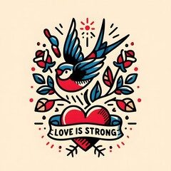 Retro pin up style tattoo flash art with classic design elements