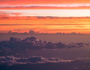 Colorful sunset over clouds