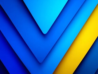 Abstract layered blue and yellow geometric design with overlapping patterns