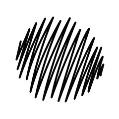 Black scribble circle in hand drawn style. A bold, textured doodle element. Abstract label, marker, or decorative accent for posters, banners and social media.
