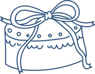 Round Gift Box with Ribbon Sketch