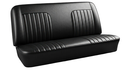Classic Black Vinyl Bench Seat with Vertical Channel Tufting.