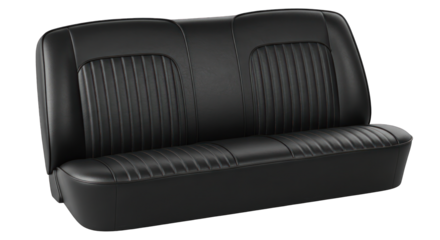 Classic Black Vinyl Car Bench Seat with Vertical Stitching Detail.