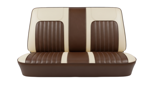 Classic Two-Tone Brown and Cream Car Bench Seat.