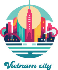 Naklejka premium Vietnam city logo icon vector white background .