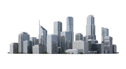 Modern Cityscape with Skyscrapers and Architectural Designs.