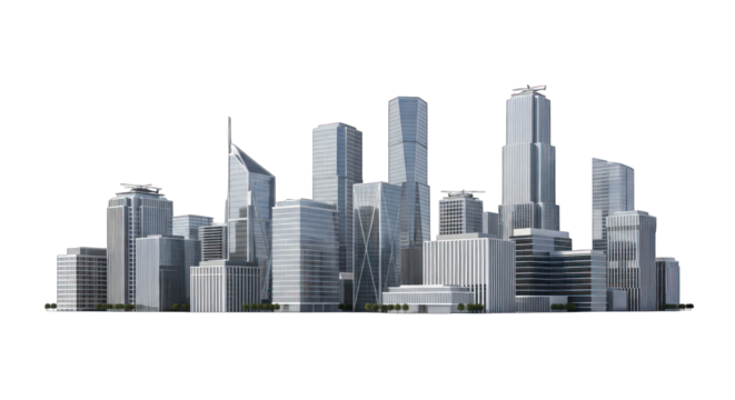 Modern Cityscape with Skyscrapers and Architectural Designs.