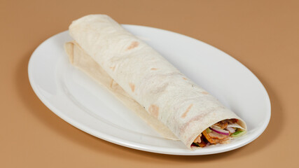Lavash doner kebab or shawarma isolated