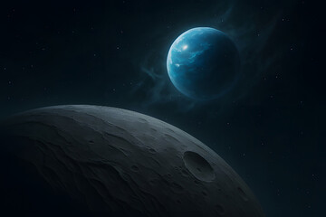 Fototapeta premium Two planets in deep space with a nebula