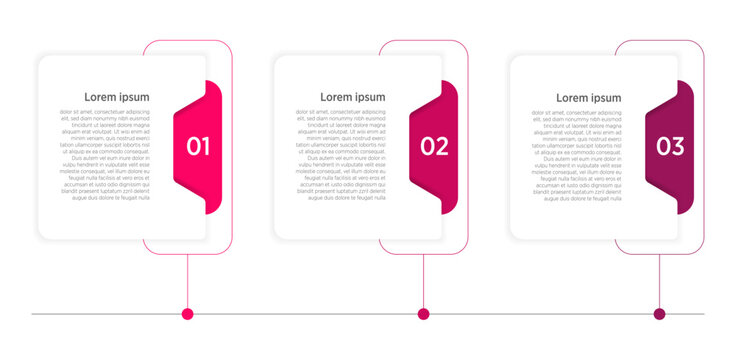 Business model infographic with 3 horizontal rectangular frames, representing key features of a startup project. Modern flat vector design for presentations.